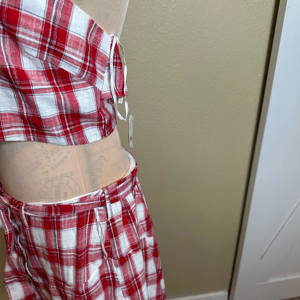 Free People Red and White Plaid Skirt Set - Picture 5 of 5